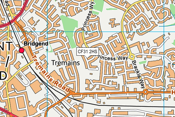 CF31 2HS map - OS VectorMap District (Ordnance Survey)
