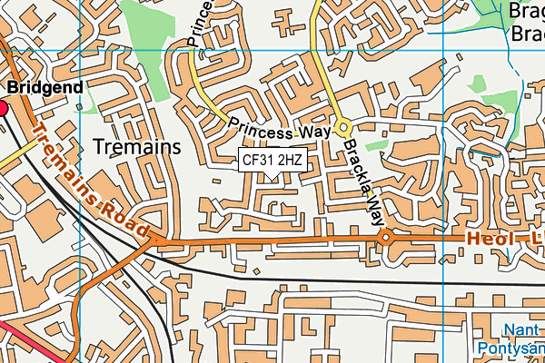 CF31 2HZ map - OS VectorMap District (Ordnance Survey)