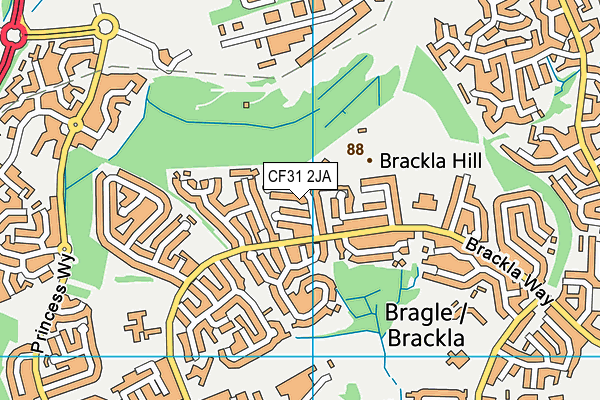 CF31 2JA map - OS VectorMap District (Ordnance Survey)