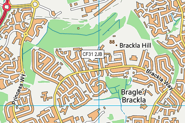 CF31 2JB map - OS VectorMap District (Ordnance Survey)