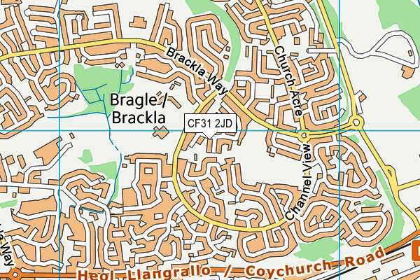 CF31 2JD map - OS VectorMap District (Ordnance Survey)