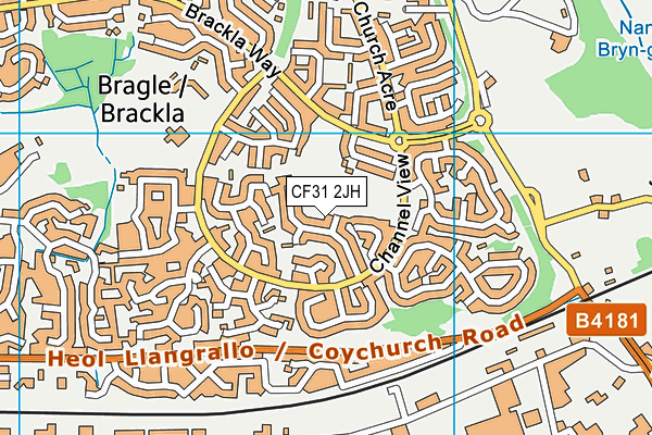 CF31 2JH map - OS VectorMap District (Ordnance Survey)