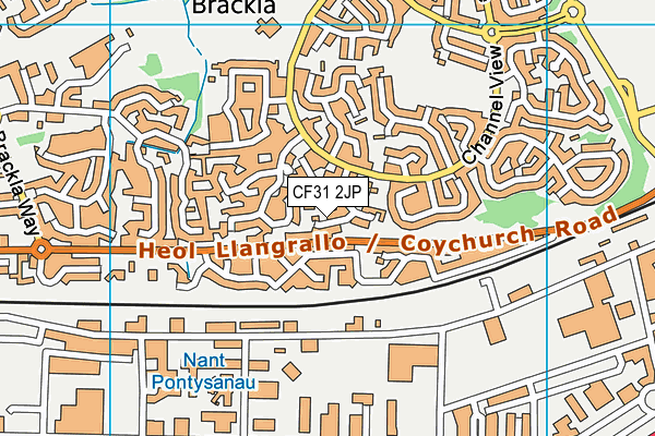 CF31 2JP map - OS VectorMap District (Ordnance Survey)