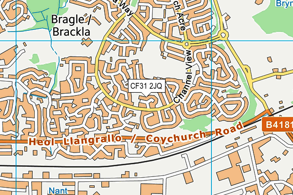 CF31 2JQ map - OS VectorMap District (Ordnance Survey)