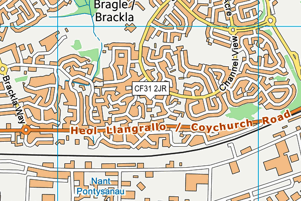 CF31 2JR map - OS VectorMap District (Ordnance Survey)