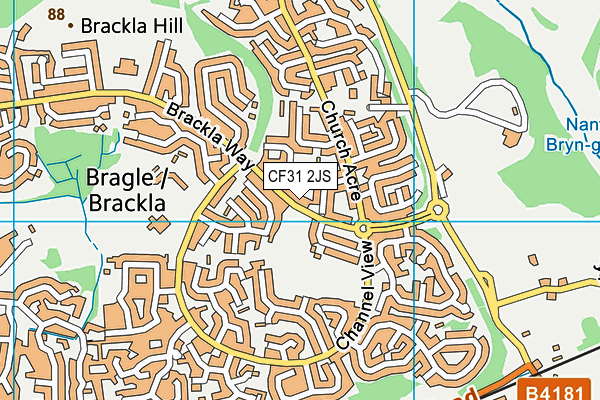 CF31 2JS map - OS VectorMap District (Ordnance Survey)