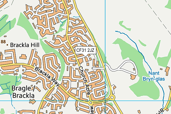 CF31 2JZ map - OS VectorMap District (Ordnance Survey)