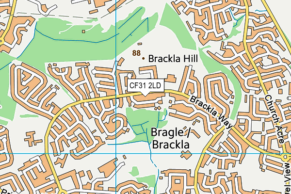 CF31 2LD map - OS VectorMap District (Ordnance Survey)