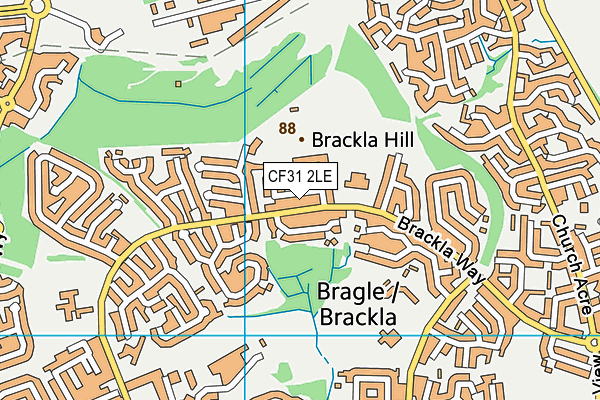 CF31 2LE map - OS VectorMap District (Ordnance Survey)