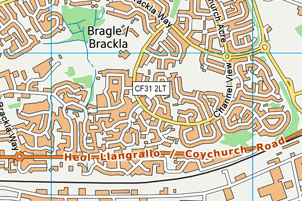 CF31 2LT map - OS VectorMap District (Ordnance Survey)