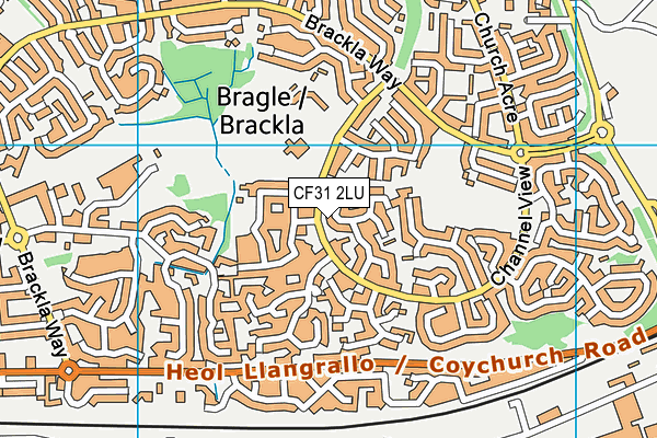 CF31 2LU map - OS VectorMap District (Ordnance Survey)