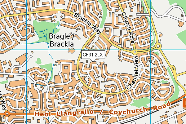 CF31 2LX map - OS VectorMap District (Ordnance Survey)