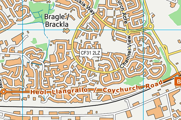 CF31 2LZ map - OS VectorMap District (Ordnance Survey)