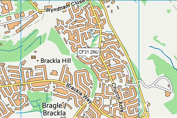 CF31 2NU map - OS VectorMap District (Ordnance Survey)