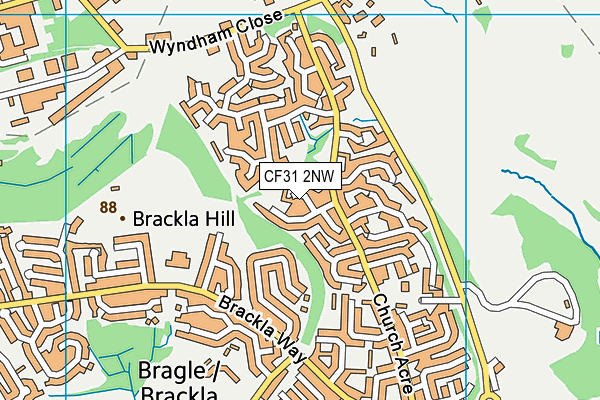 CF31 2NW map - OS VectorMap District (Ordnance Survey)