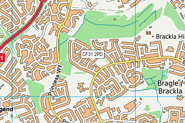 CF31 2PD map - OS VectorMap District (Ordnance Survey)