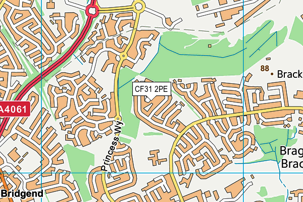 CF31 2PE map - OS VectorMap District (Ordnance Survey)