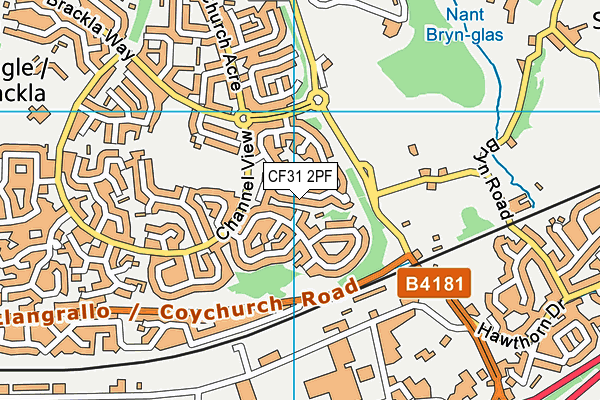 CF31 2PF map - OS VectorMap District (Ordnance Survey)