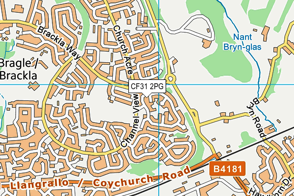 CF31 2PG map - OS VectorMap District (Ordnance Survey)