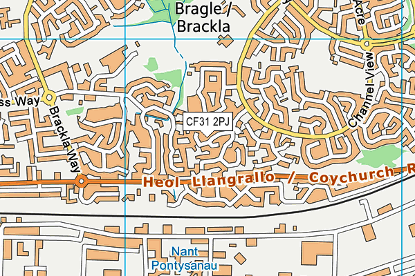 CF31 2PJ map - OS VectorMap District (Ordnance Survey)