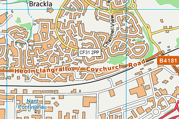 CF31 2PP map - OS VectorMap District (Ordnance Survey)