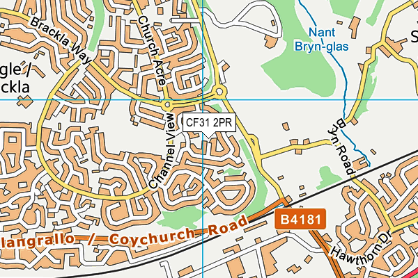 CF31 2PR map - OS VectorMap District (Ordnance Survey)