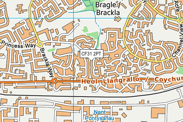 CF31 2PT map - OS VectorMap District (Ordnance Survey)