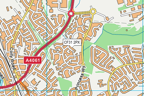 CF31 2PX map - OS VectorMap District (Ordnance Survey)