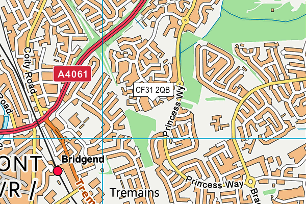 CF31 2QB map - OS VectorMap District (Ordnance Survey)