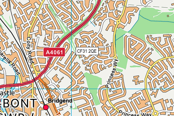 CF31 2QE map - OS VectorMap District (Ordnance Survey)