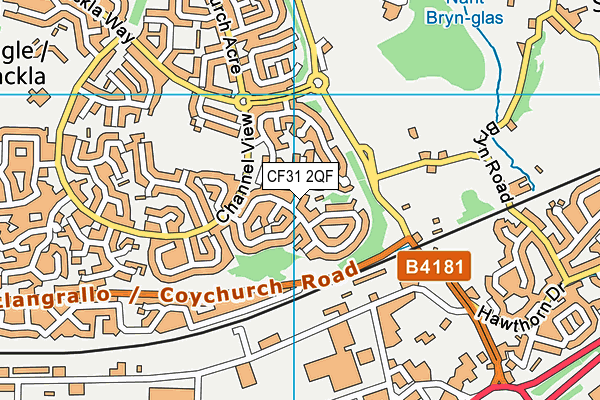 CF31 2QF map - OS VectorMap District (Ordnance Survey)