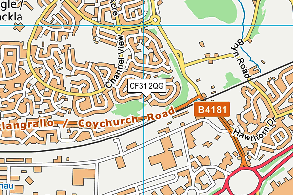 CF31 2QG map - OS VectorMap District (Ordnance Survey)