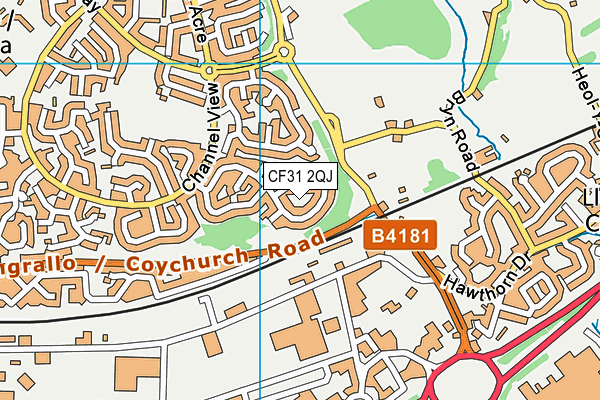 CF31 2QJ map - OS VectorMap District (Ordnance Survey)