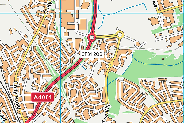 CF31 2QS map - OS VectorMap District (Ordnance Survey)