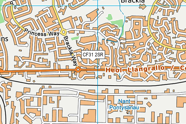 CF31 2SR map - OS VectorMap District (Ordnance Survey)