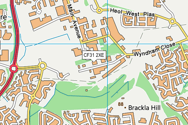 CF31 2XE map - OS VectorMap District (Ordnance Survey)