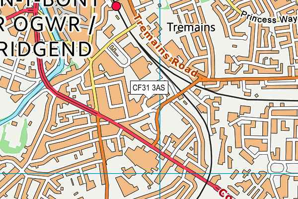 CF31 3AS map - OS VectorMap District (Ordnance Survey)