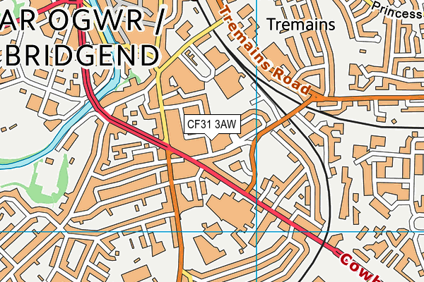 CF31 3AW map - OS VectorMap District (Ordnance Survey)