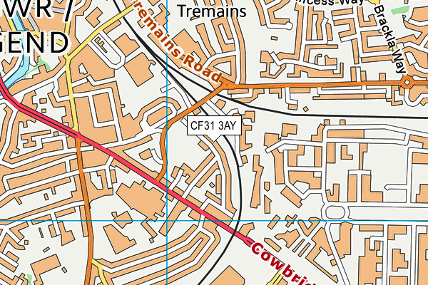 CF31 3AY map - OS VectorMap District (Ordnance Survey)