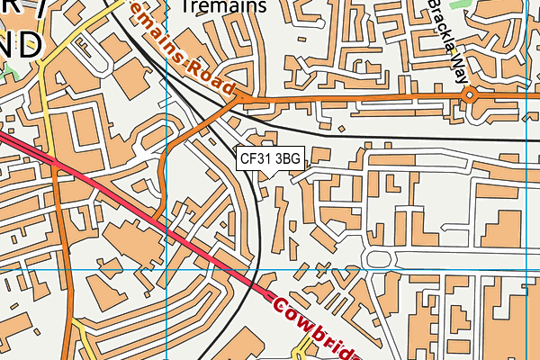 CF31 3BG map - OS VectorMap District (Ordnance Survey)