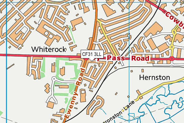 CF31 3LL map - OS VectorMap District (Ordnance Survey)