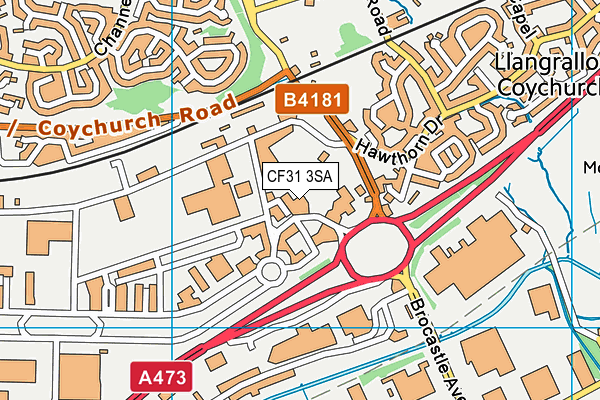 CF31 3SA map - OS VectorMap District (Ordnance Survey)