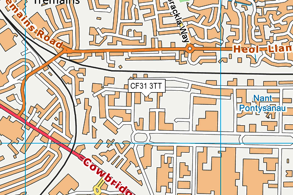 CF31 3TT map - OS VectorMap District (Ordnance Survey)