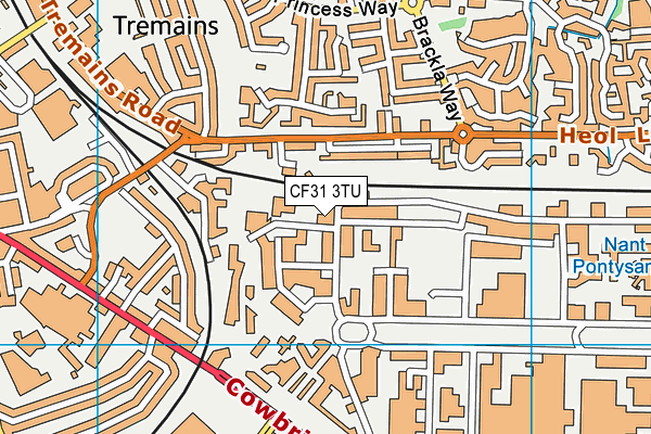 CF31 3TU map - OS VectorMap District (Ordnance Survey)