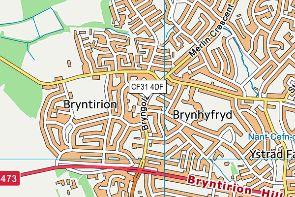 CF31 4DF map - OS VectorMap District (Ordnance Survey)