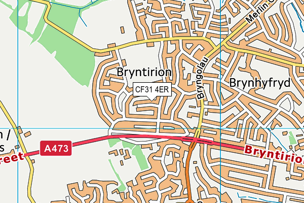 CF31 4ER map - OS VectorMap District (Ordnance Survey)