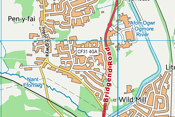 CF31 4GA map - OS VectorMap District (Ordnance Survey)