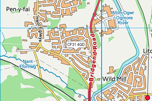 CF31 4GD map - OS VectorMap District (Ordnance Survey)