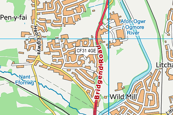 CF31 4GE map - OS VectorMap District (Ordnance Survey)