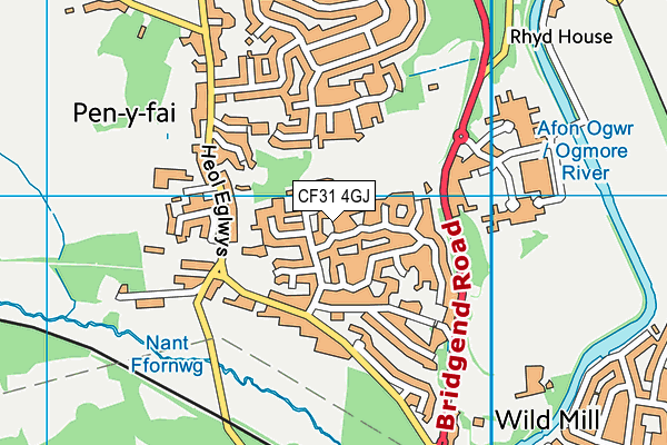 CF31 4GJ map - OS VectorMap District (Ordnance Survey)